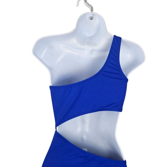 Womens Small One Shoulder Monokini Cutout Swimsuit One Piece Royal Blue Sexy - Picture 8 of 11